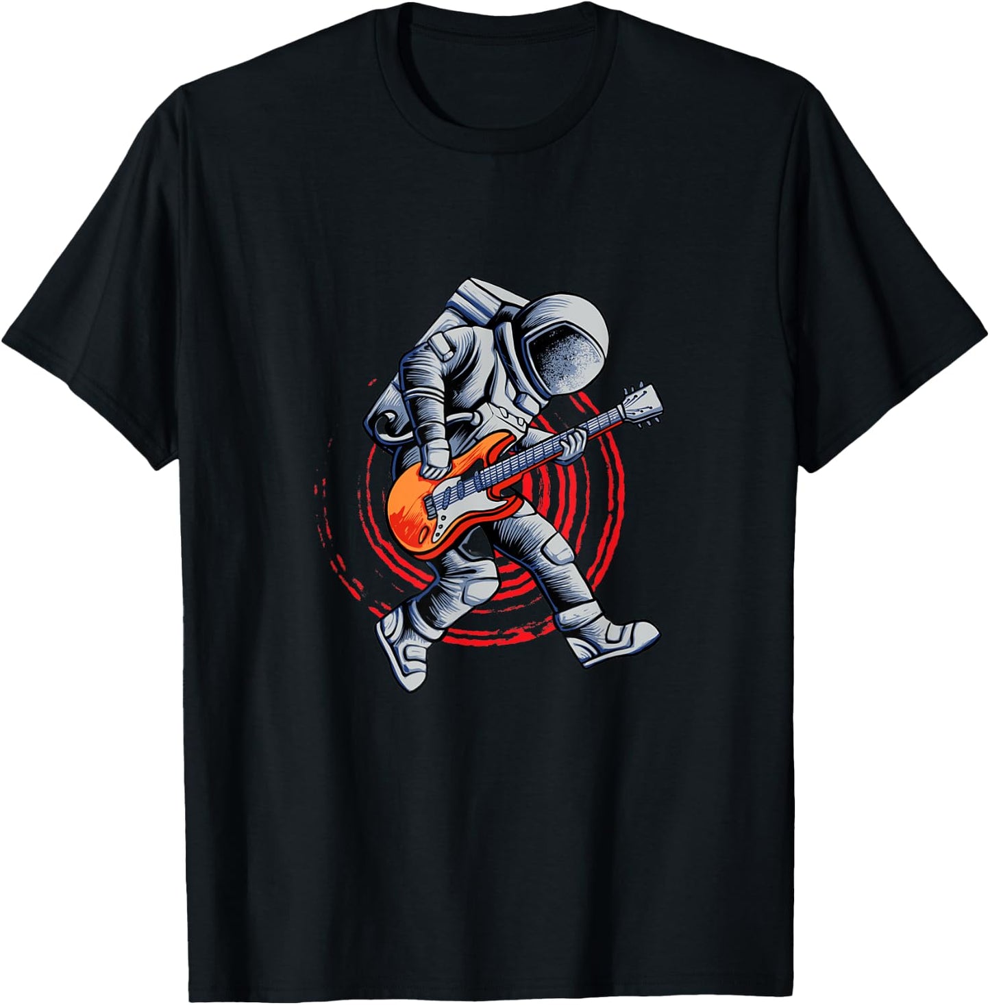 Cool Astronaut Playing Guitar Colorful Art T-Shirt - T-Shirt | Black