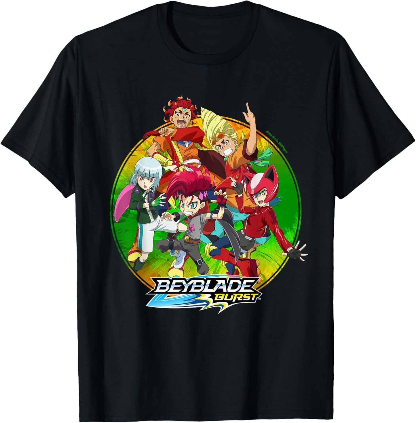 Hasbro BEYBLADE BURST QUADDRIVE -Kids Black Cotton 60% Polyester 40% Classic Fit Collarless Short Sleeve T-Shirt - T-Shirt | Black