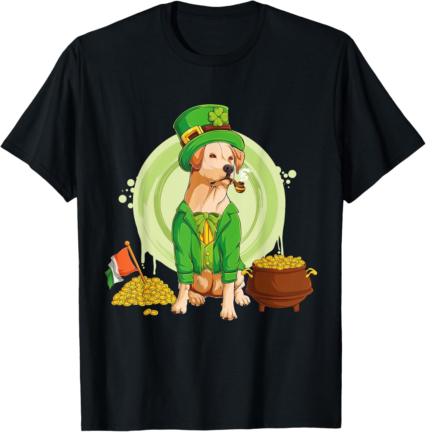 Labrador Retriever Dog Leprechaun Hat Irish Flag Labbi Women Kids T-Shirt - T-Shirt | Black