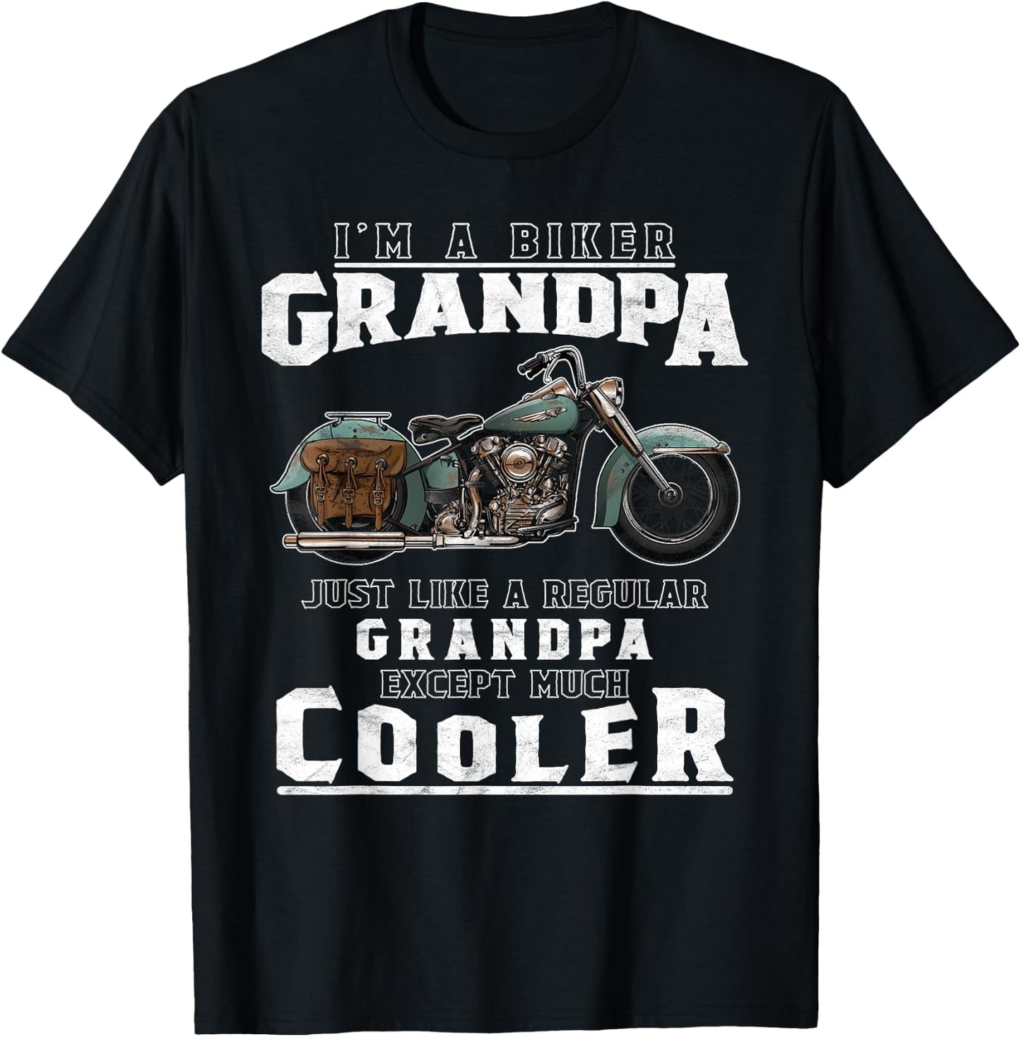 Best Grandpa Biker T Shirt Motorcycle Shirt For Grandfather T-Shirt - T-Shirt | Black