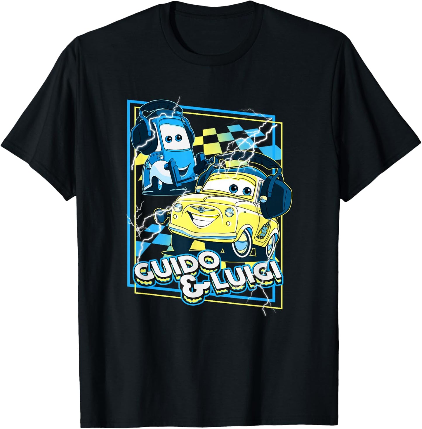 Disney Pixar Cars Guido & Luigi Loud As Thunder T-Shirt - T-Shirt | Black