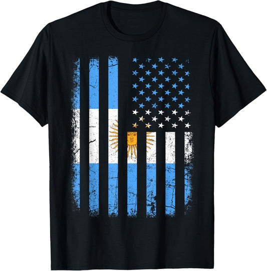Argentinian American Flag Argentinian Roots Argentina Gift Small T-Shirt - T-Shirt | Black
