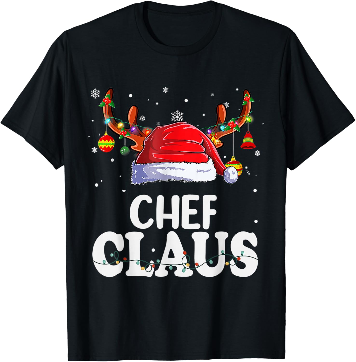 Chef Santa Claus Christmas Pajamas Funny Matching Costume T-Shirt - T-Shirt | Black