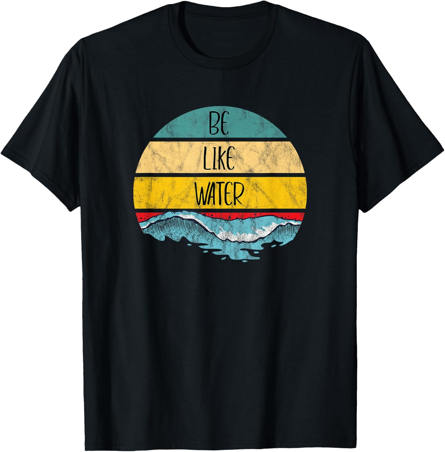 Be Like Water Martial Arts Taoism Ocean Retro Vintage Art T-Shirt - T-Shirt | Black