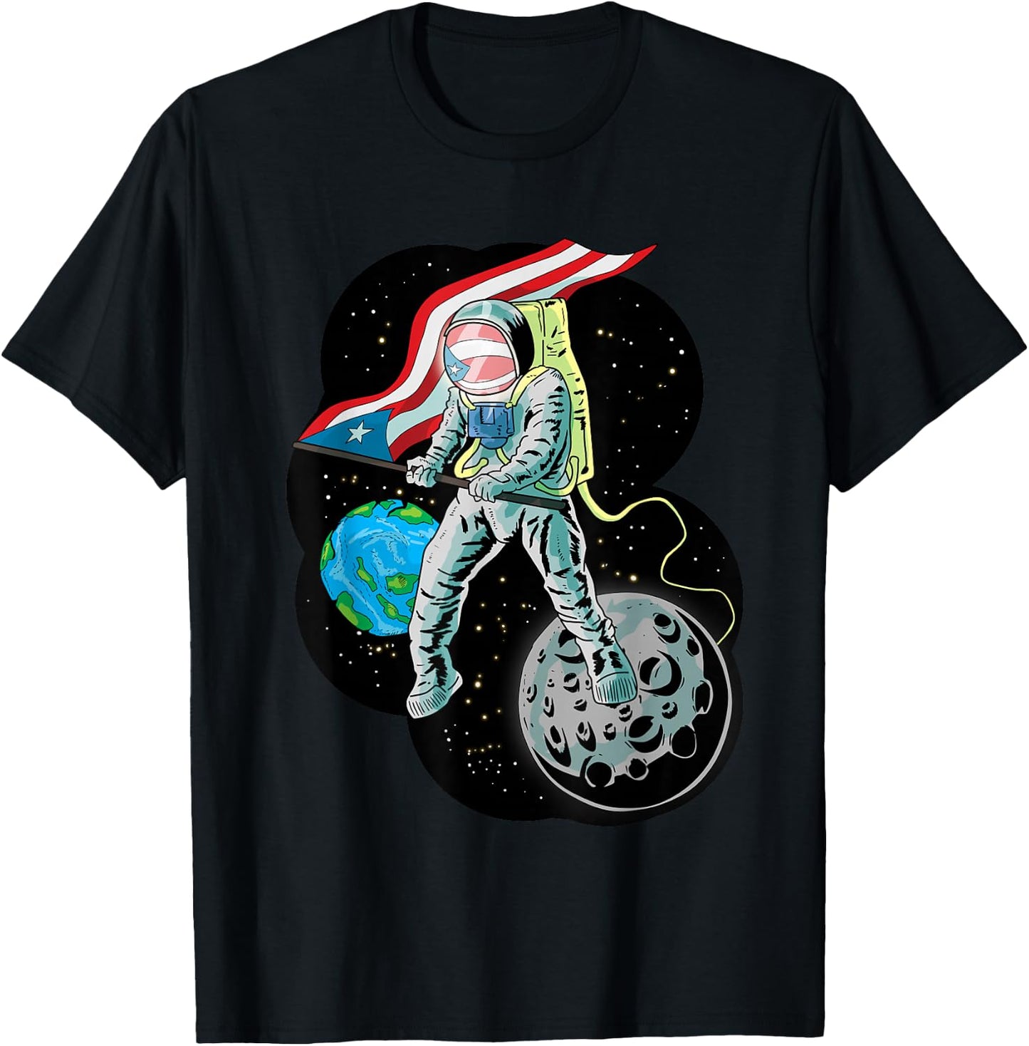 Puerto Rico Pride Boricua Aunque Naciera en la Luna T-Shirt - T-Shirt | Black
