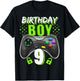 Birthday Boy 9 Video Game Controller Gamer 9th Birthday Gift T-Shirt - T-Shirt | Black