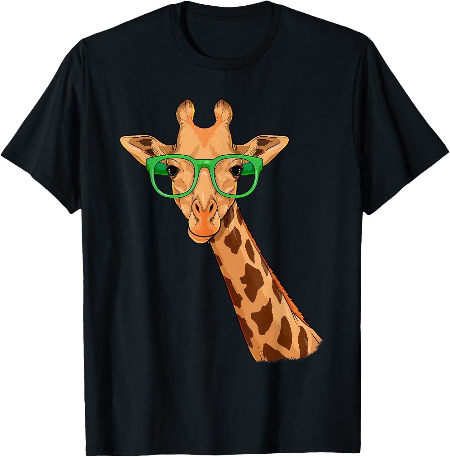 Hipster Giraffe Glasses Funny Zoo Animal African Safari T-Shirt - T-Shirt | Black