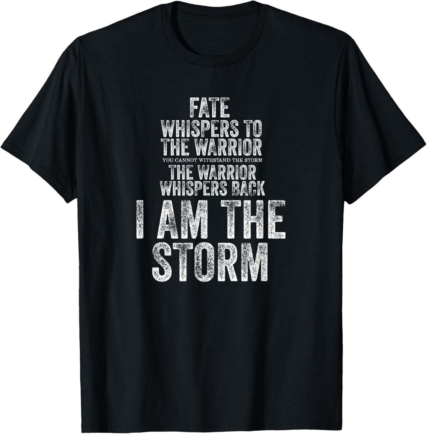 Fate Whispers to Warrior I am The Storm Quote Gritty Fighter T-Shirt - T-Shirt | Black
