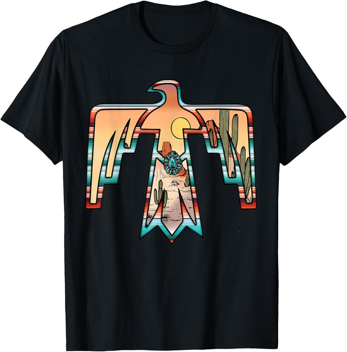 Cute western thunderbird country Aztec cactus women rodeo T-Shirt - T-Shirt | Black