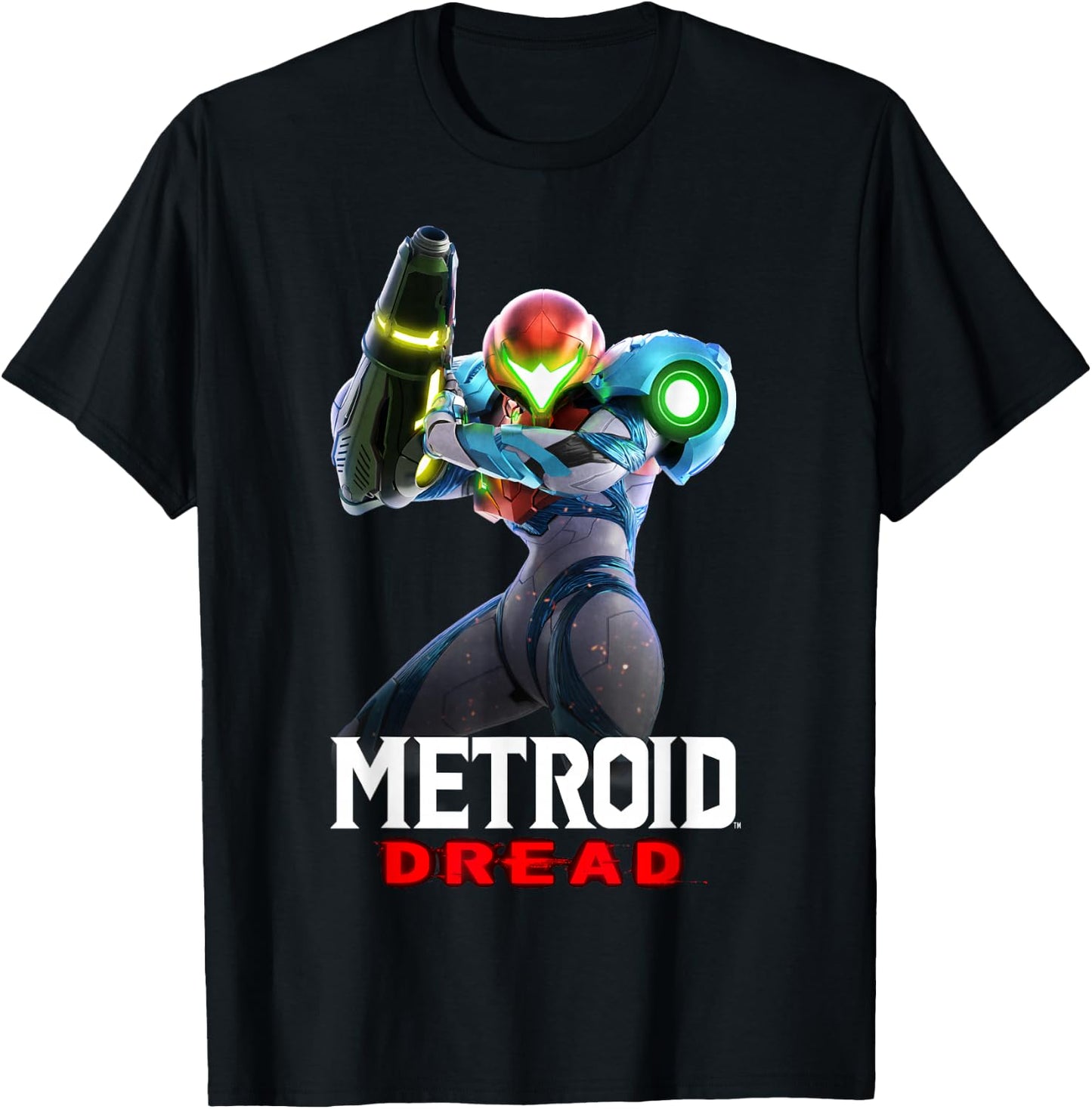 Metroid Dread Samus Aran Standing Nintendo Hero Poster T-Shirt - T-Shirt | Black