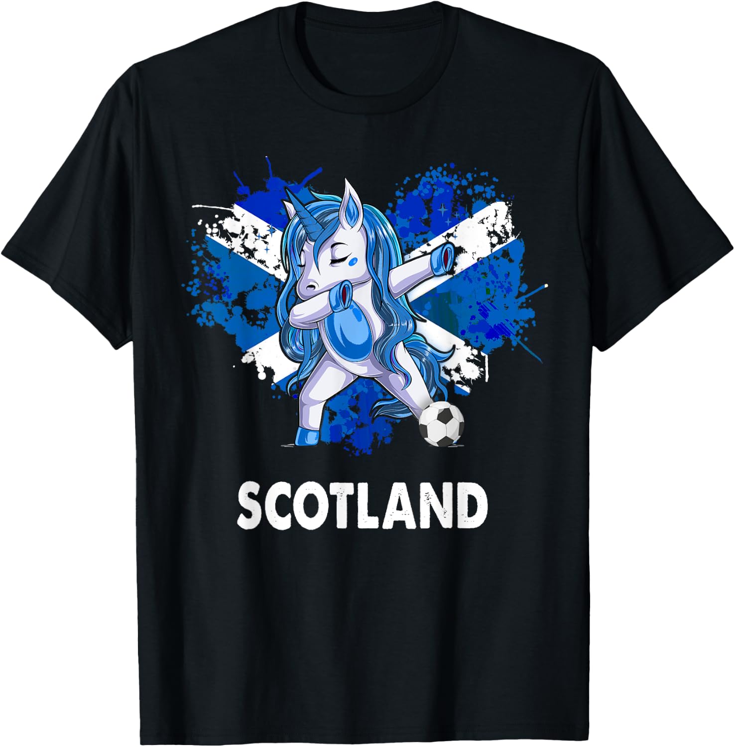 Unicorn Scottish Flag For Kids & Scottish Expats In Scotland T-Shirt - T-Shirt | Black
