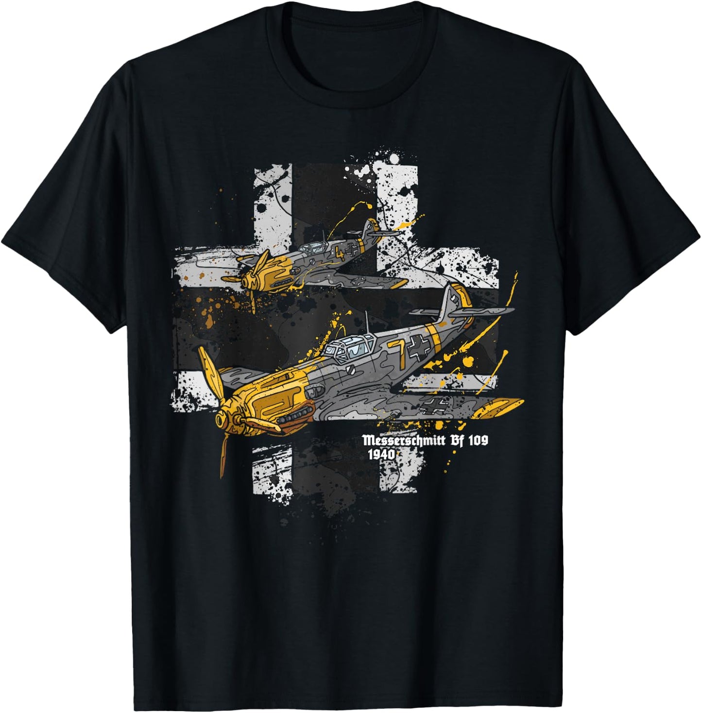 Messerschmitt Bf 109 WWII Aircraft History T-Shirt - T-Shirt | Black