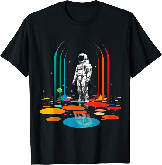 Astronaut Geometric Art Colorful Motif Artwork Astronaut T-Shirt - T-Shirt | Black