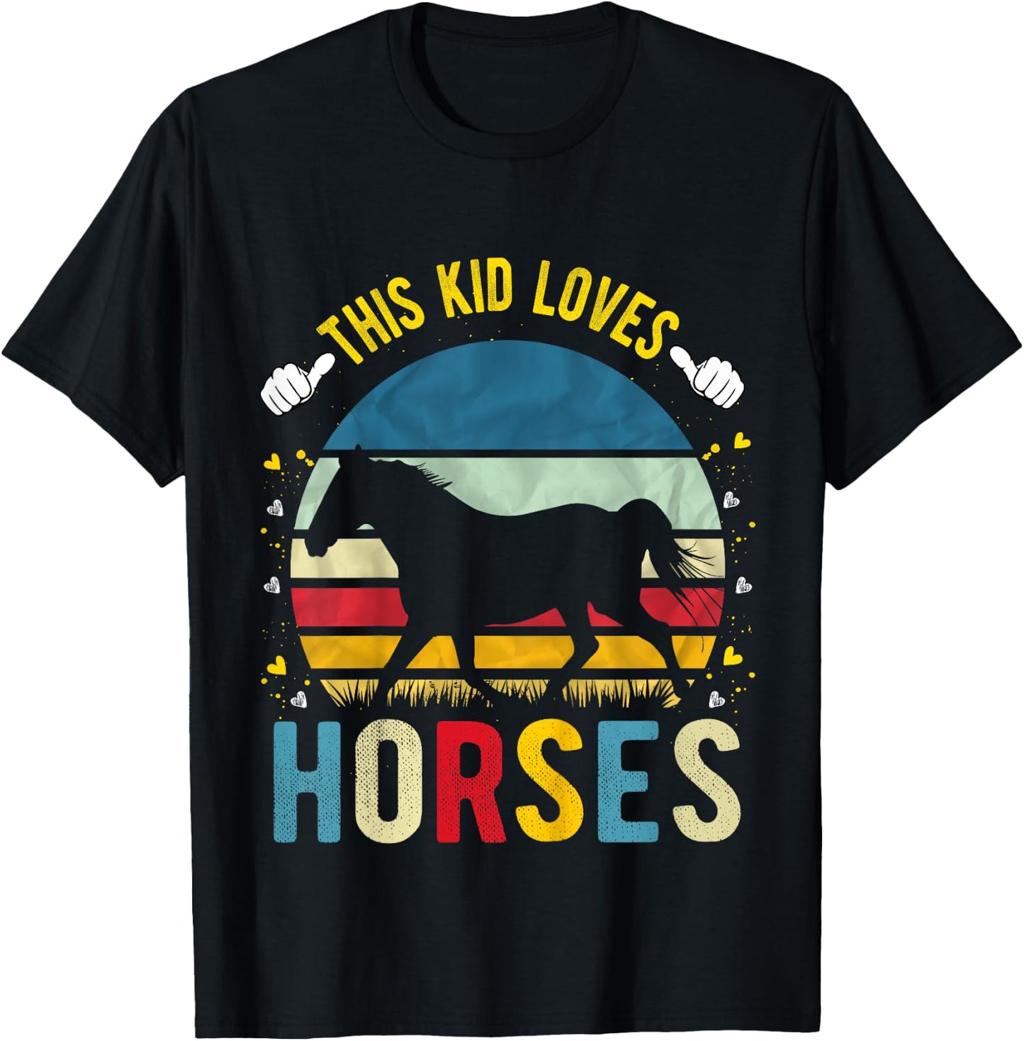 This Kid Loves Horses Boys and Girls Horse Gift T-Shirt - T-Shirt | Black
