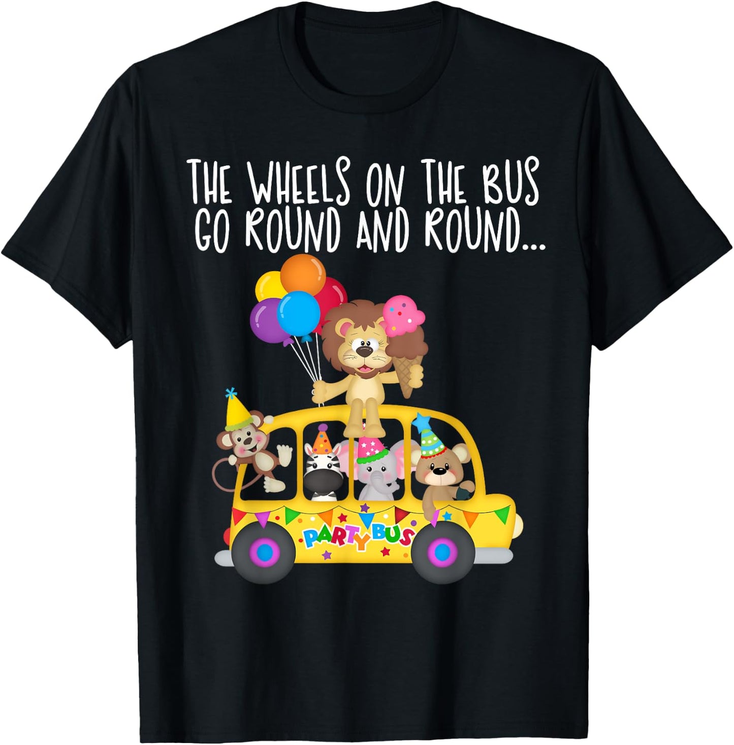 The Wheels On The Bus Go Round and Round Family Matching T-Shirt - T-Shirt | Black