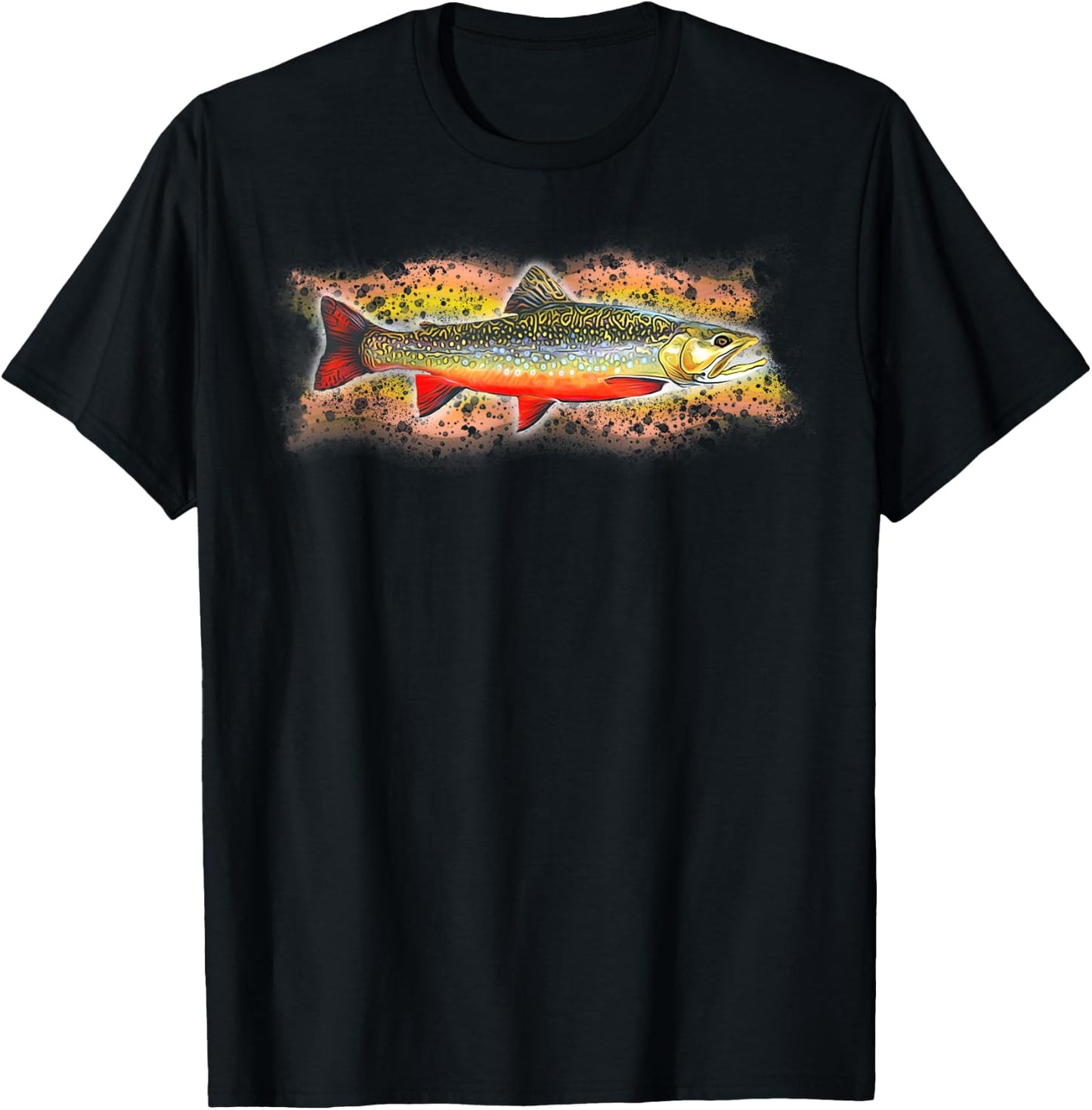 Brook Trout Fishing Graphic T-Shirt - T-Shirt | Black