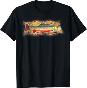 Brook Trout Fishing Graphic T-Shirt - T-Shirt | Black
