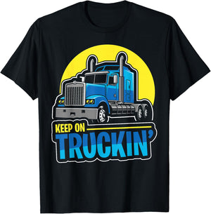Keep on Truckin' Truck Driver Retro Trucking Vintage Trucker T-Shirt - T-Shirt | Black