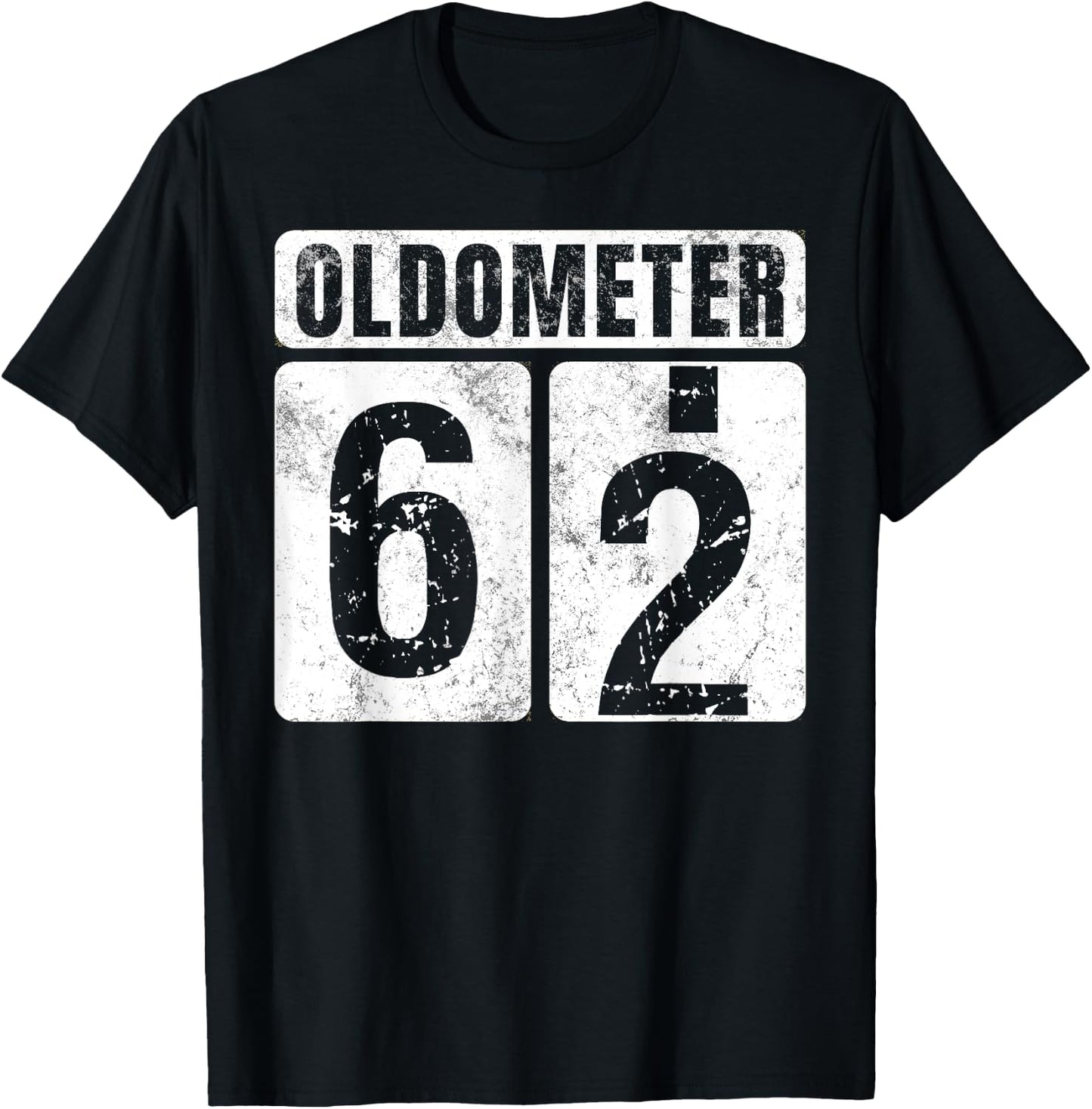 Oldometer 62 Shirt Vintage Funny 62nd Birthday Gift T-Shirt - T-Shirt | Black