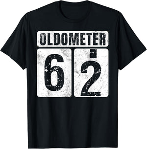 Oldometer 62 Shirt Vintage Funny 62nd Birthday Gift T-Shirt - T-Shirt | Black