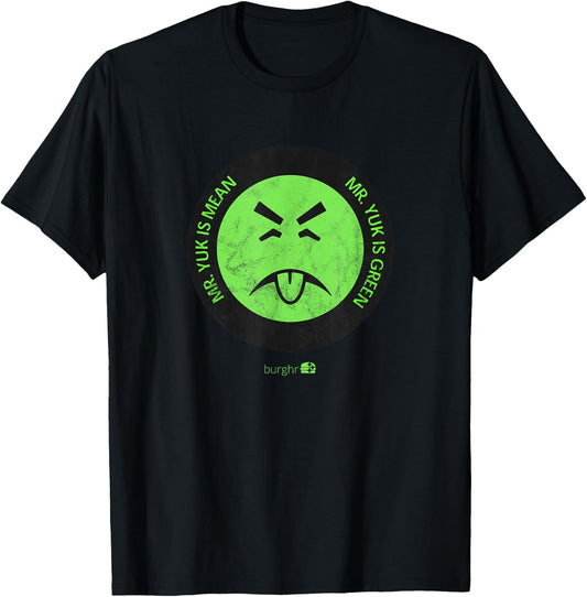 Burghr Men's Mr. Yuk Retro Pittsburgh Themed Green Cartoon T-Shirt - T-Shirt | Black