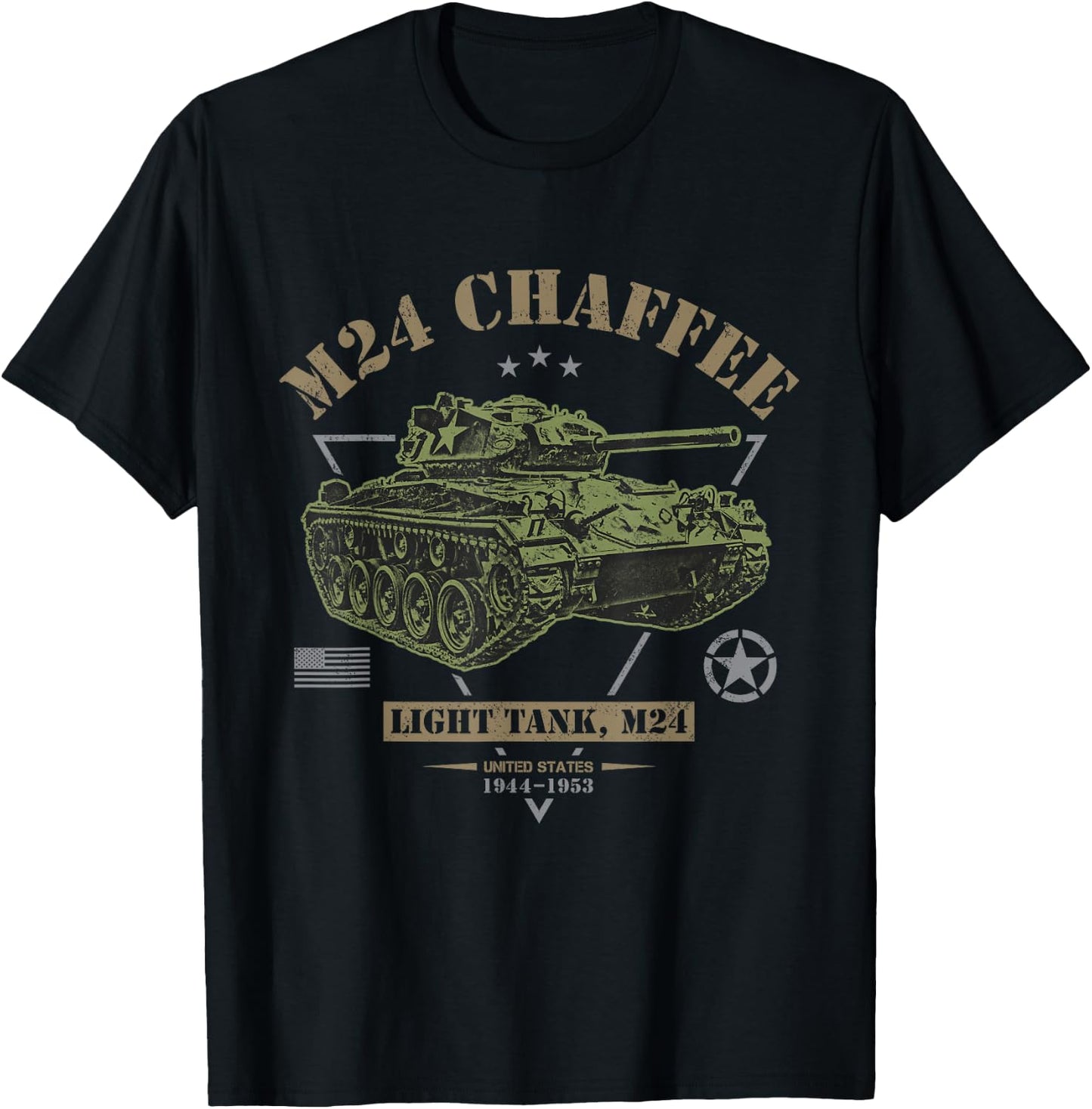 M24 Chaffee WW2 Tank T-Shirt - T-Shirt | Black