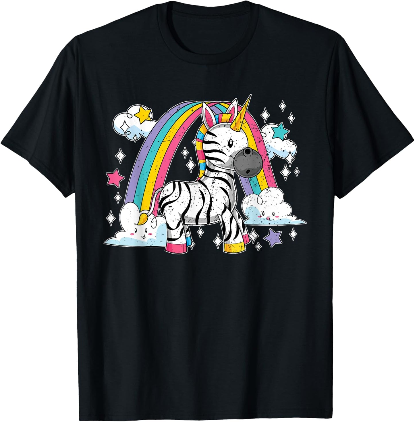 Africa Animal Zebracorn Rainbow Fairytale Zebra Unicorn T-Shirt - T-Shirt | Black