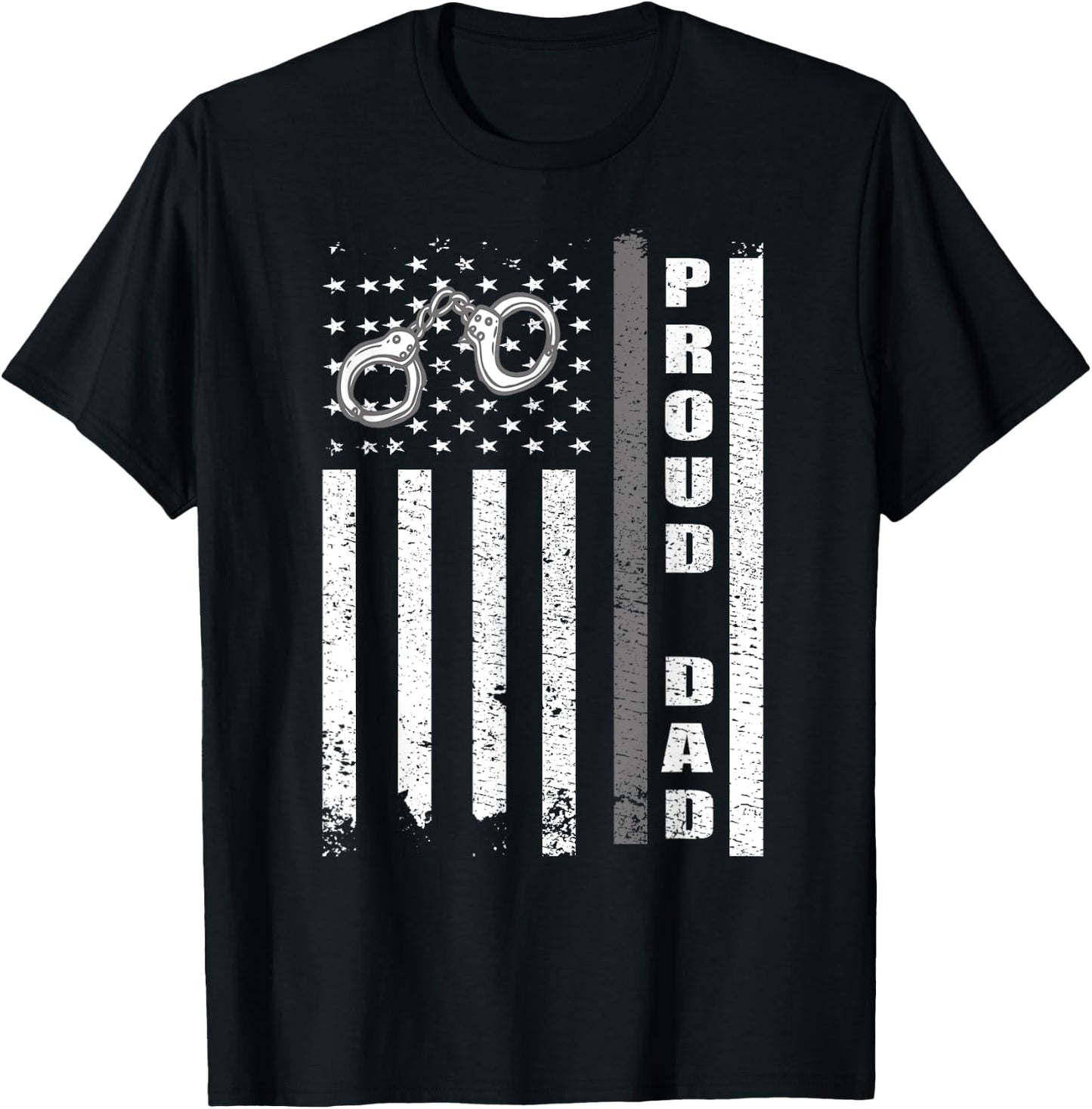 Proud Corrections Dad | US Flag Correctional Officer Dad T-Shirt - T-Shirt | Black