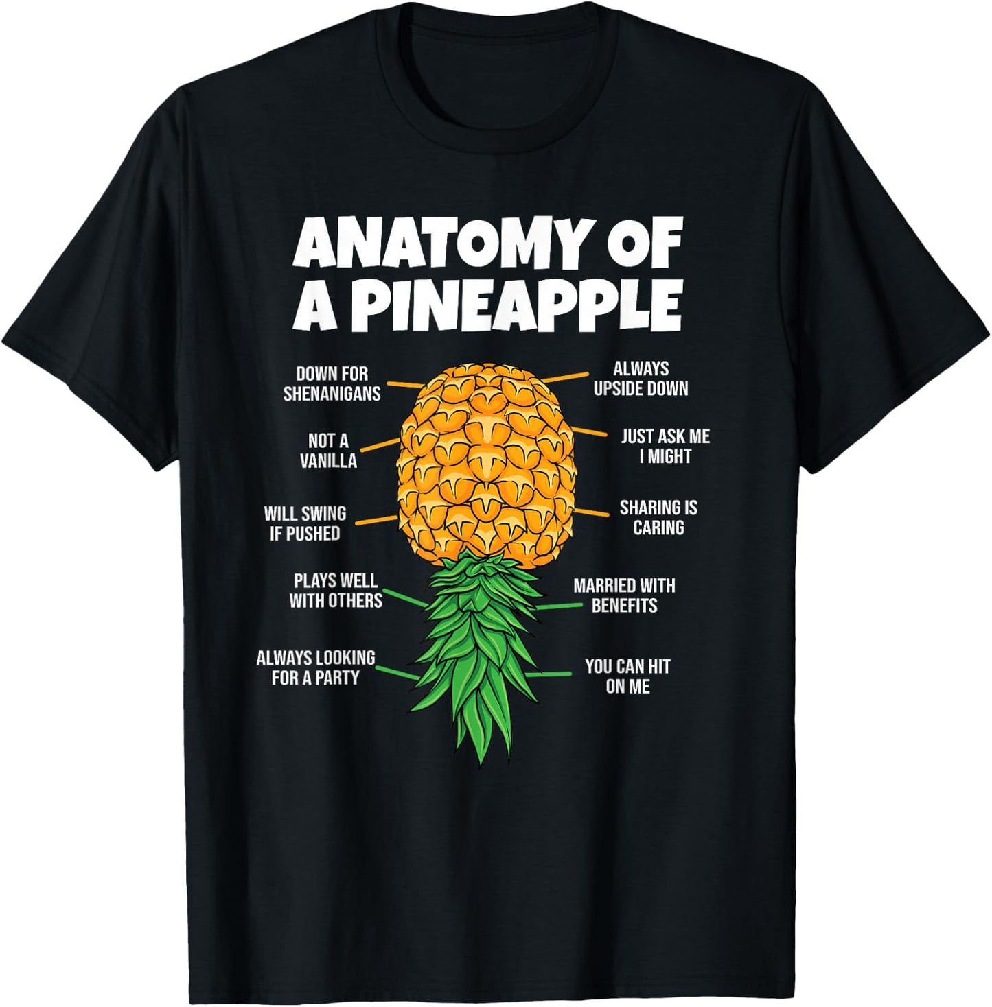 Anatomy of A Pineapple Swinger Funny Men Women Couples T-Shirt - T-Shirt | Black