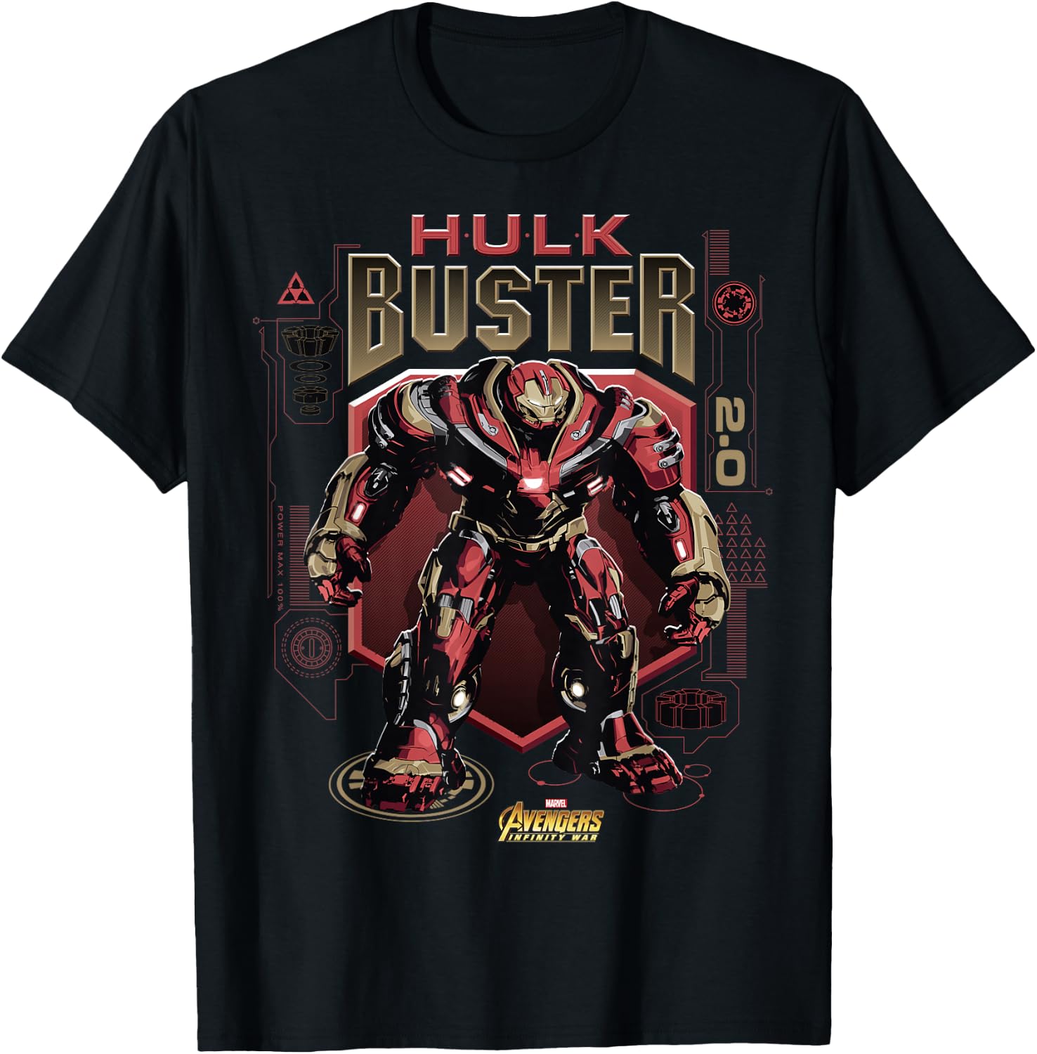 Marvel Infinity War Hulk Buster Schematic Graphic T-Shirt - T-Shirt | Black