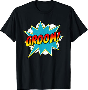 Groom Superhero Bachelor Stag Party Wedding Comic Book T-Shirt - T-Shirt | Black