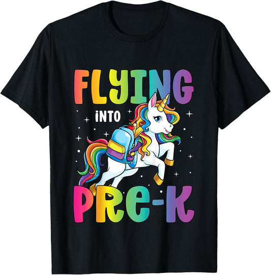 Pre Kindergarten Girls Unicorn First Day of Pre K T-Shirt - T-Shirt | Black