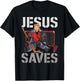 Ice Hockey Goalie Vintage Goalkeeper Jesus Jesus Saves T-Shirt - T-Shirt | Black