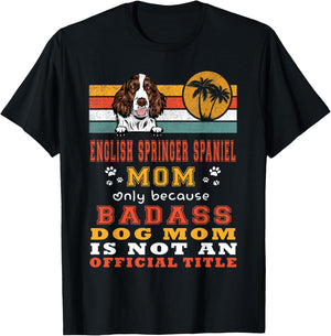 English Springer Spaniel Mom Retro Vintage Puppy Dog Lover T-Shirt - T-Shirt | Black