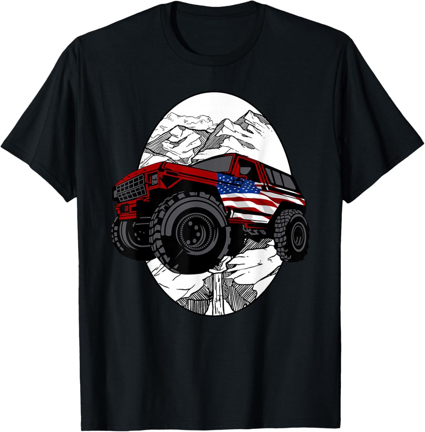 Overlanding Off Roading American Flag T-Shirt - T-Shirt | Black