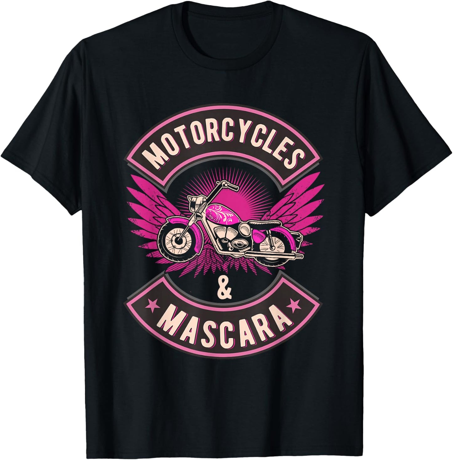 Funny Motorcycles and Mascara Makeup Biking Biker Girl T-Shirt - T-Shirt | Black
