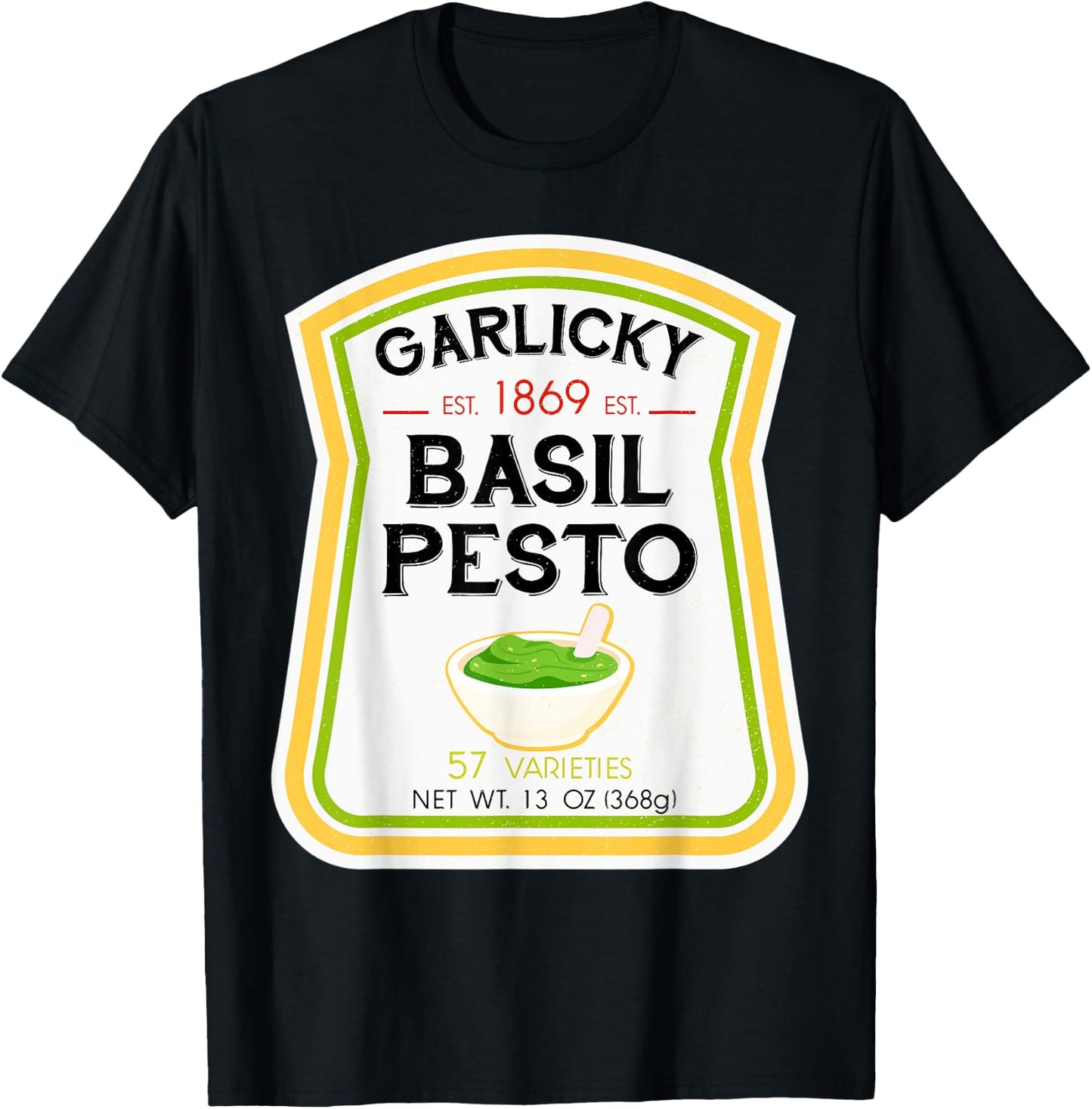 Basil Pesto Bottle Label Halloween 2021 Couples Costume T-Shirt - T-Shirt | Black