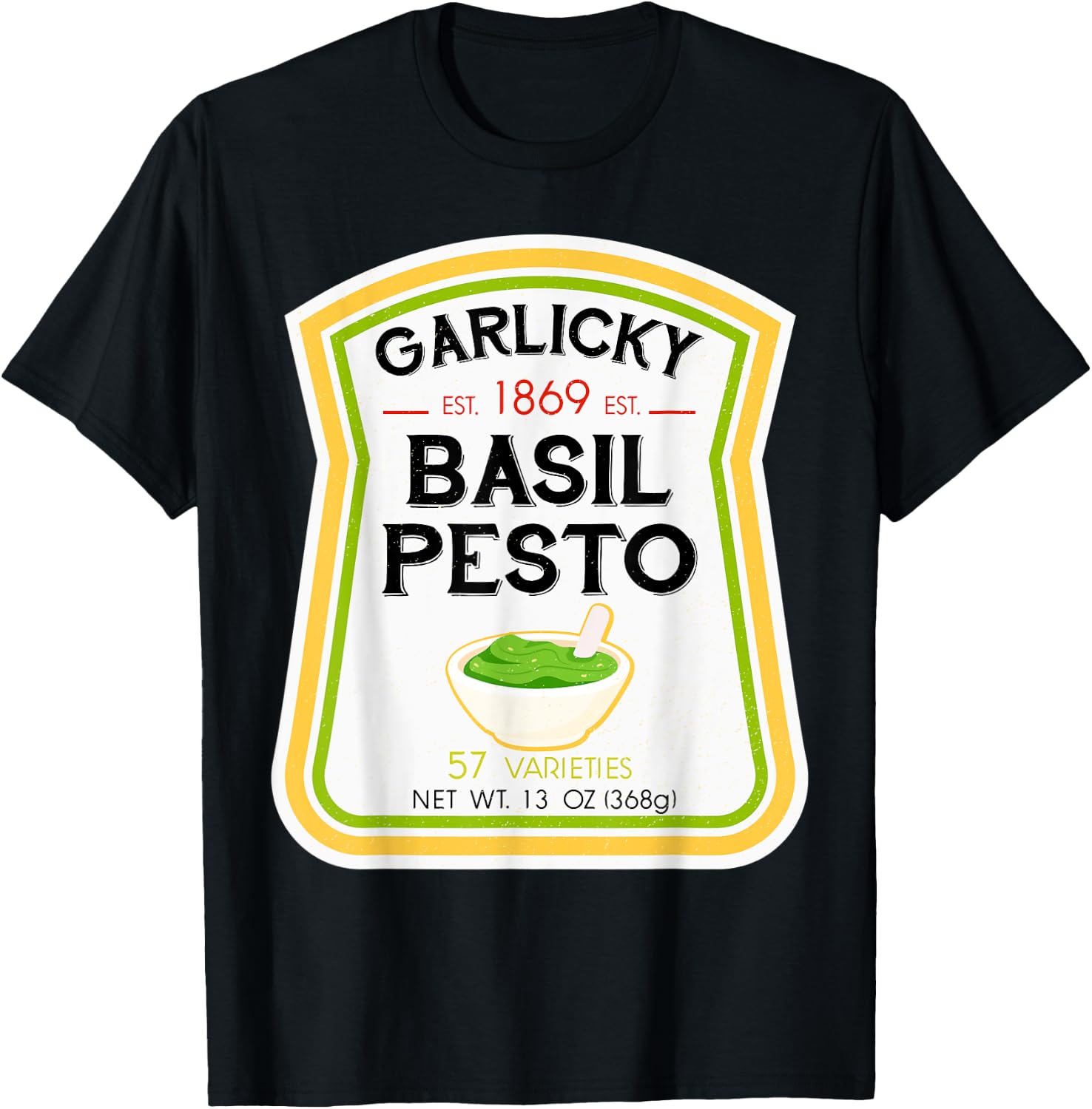 Basil Pesto Bottle Label Halloween 2021 Couples Costume T-Shirt - T-Shirt | Black