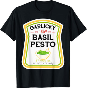 Basil Pesto Bottle Label Halloween 2021 Couples Costume T-Shirt - T-Shirt | Black