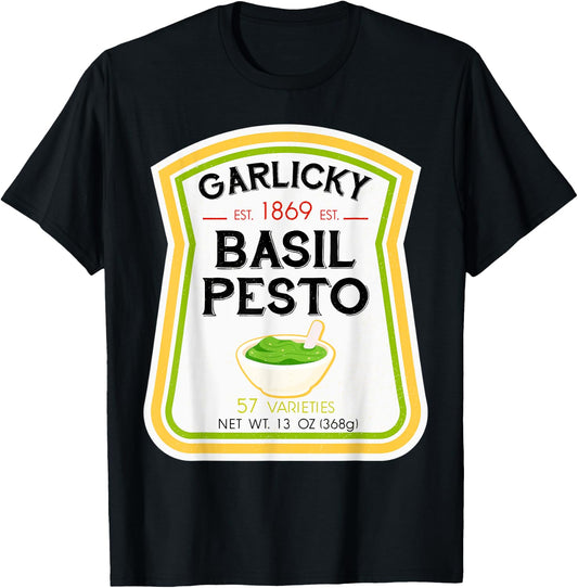 Basil Pesto Bottle Label Halloween 2021 Couples Costume T-Shirt - T-Shirt | Black