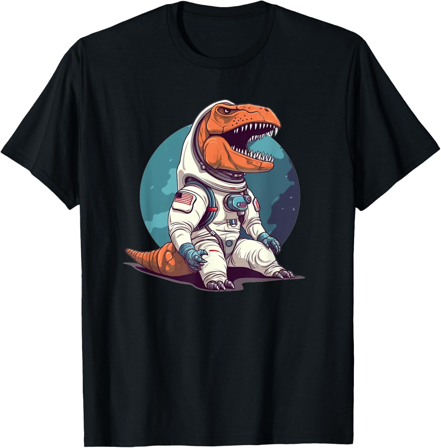 Funny Astronaut T-Rex Dinosaur In Space T-Rex Astronaut T-Shirt - T-Shirt | Black