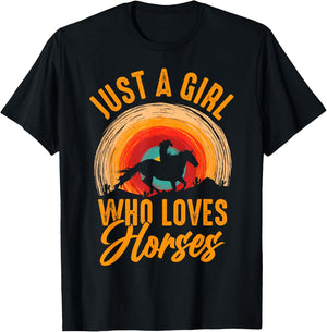 Just A Girl Who Loves Horses T-Shirt - T-Shirt | Black