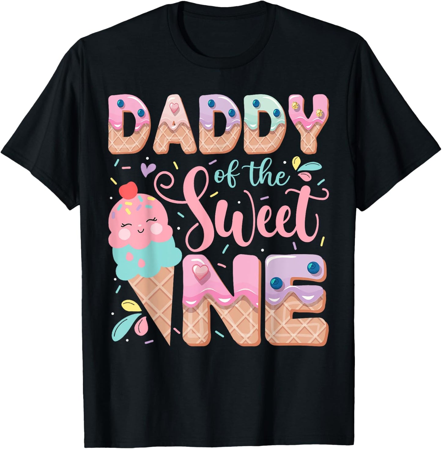 Daddy Of The Sweet One Ice Cream 1St Birthday Party T-Shirt - T-Shirt | Black