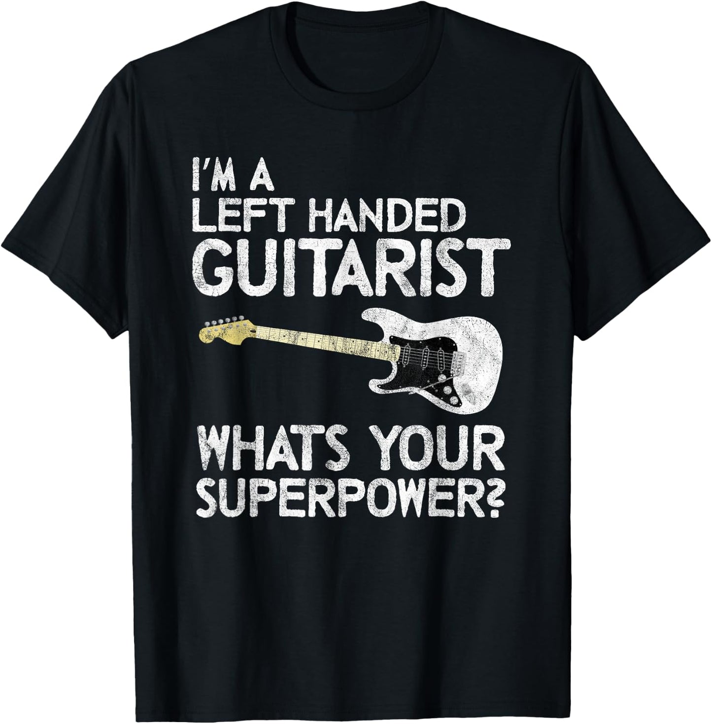 Left Handed Guitarist Lefty Guitar Player Vintage Funny Band T-Shirt - T-Shirt | Black