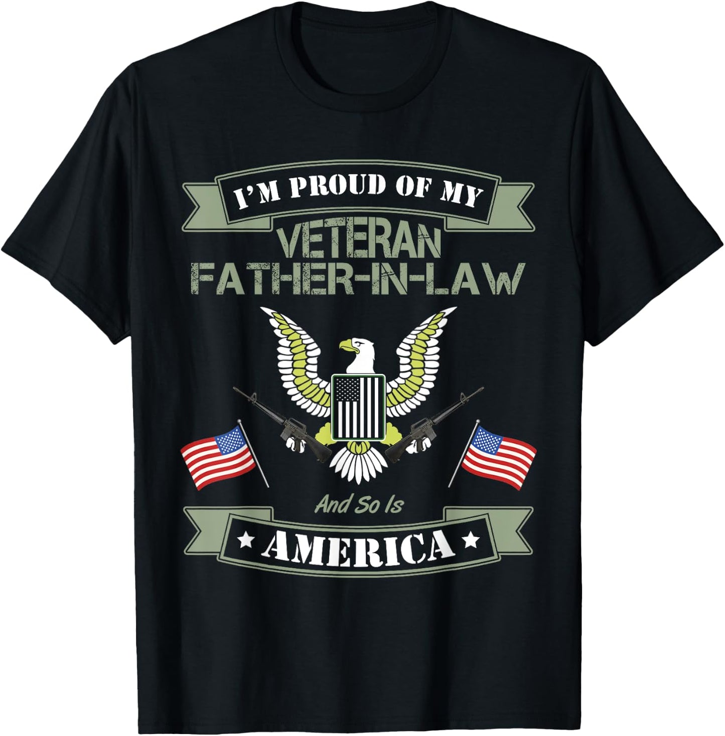 My Father-In-Law Is A Veteran USA American Flag Kids Men T-Shirt - T-Shirt | Black