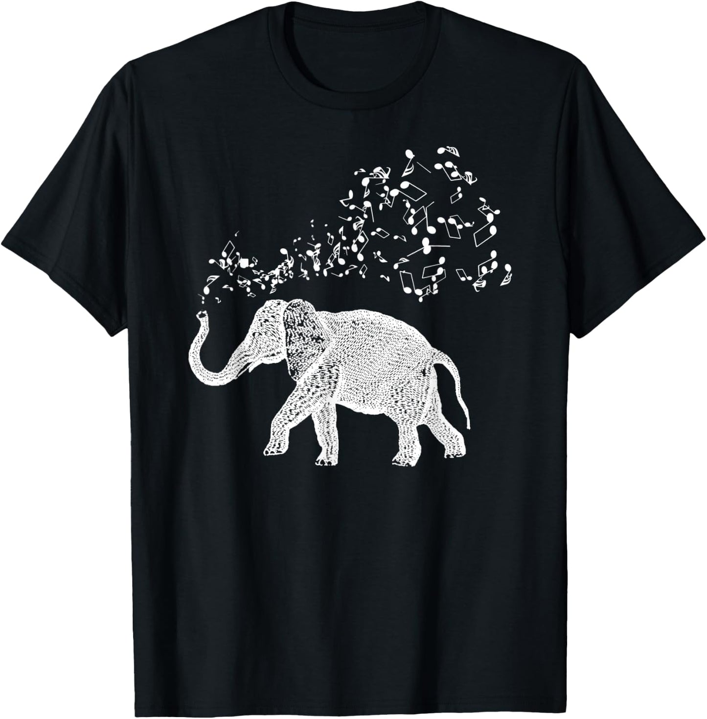 Elephant and musical notes T-Shirt - T-Shirt | Black