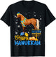 Happy Hanukkah Cute Hanukkah Horse Menorah Jewish Proud T-Shirt - T-Shirt | Black