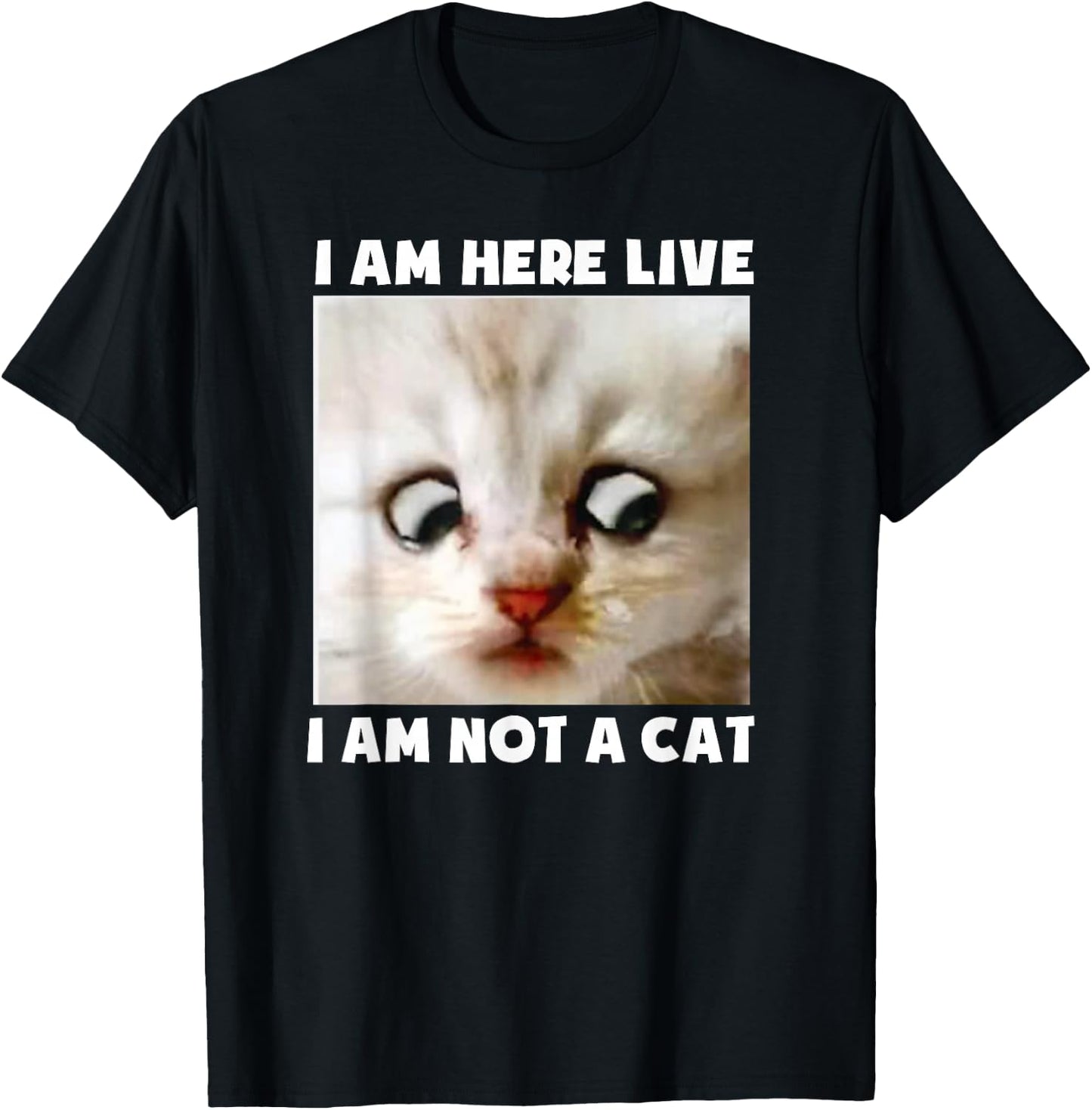 I Am Here Live I Am Not A Cat Funny Lawyer Cat Meme T-Shirt - T-Shirt | Black