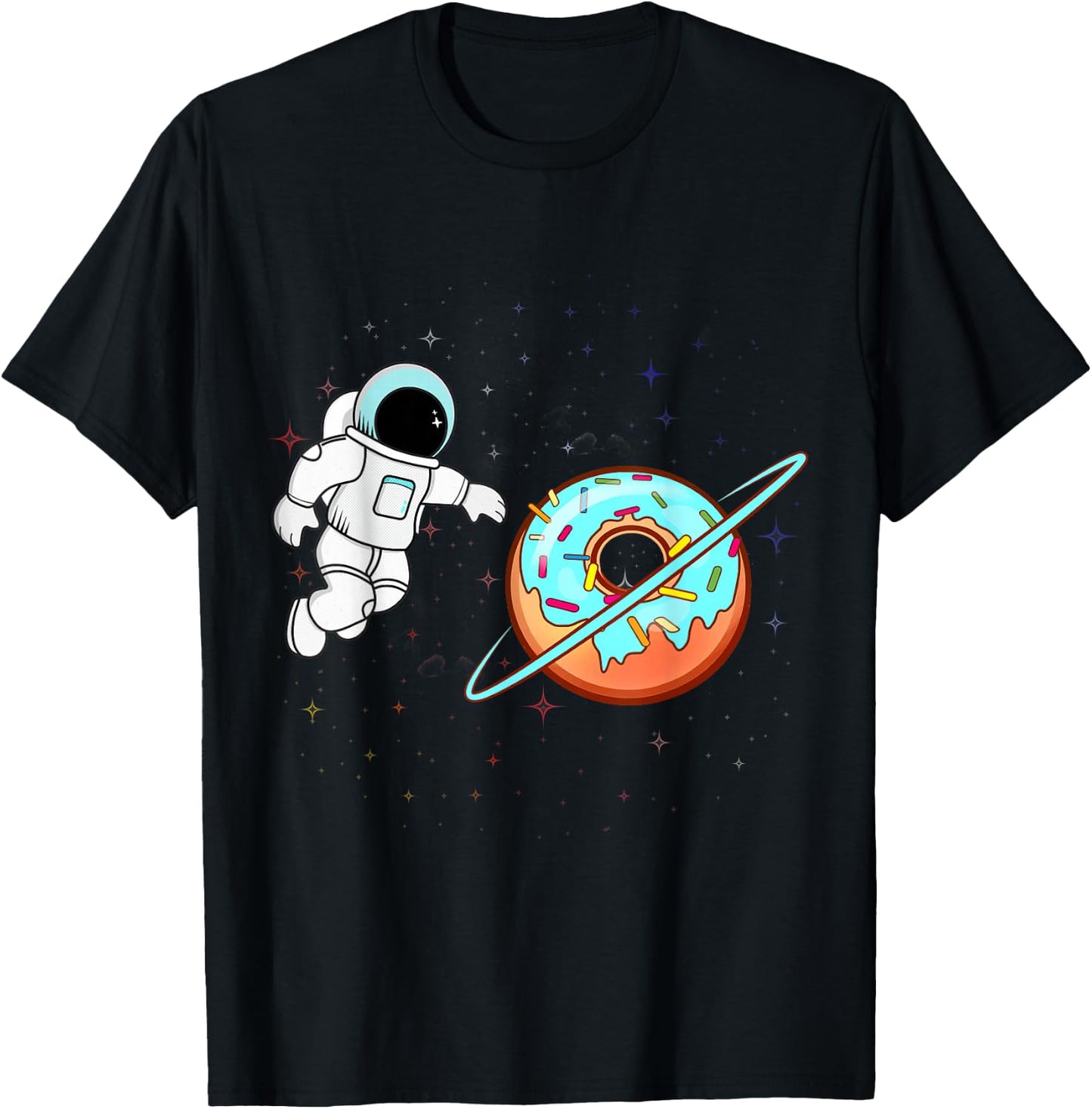Donut Planet Astronaut Space Lover Donut Squad Gift T-Shirt - T-Shirt | Black