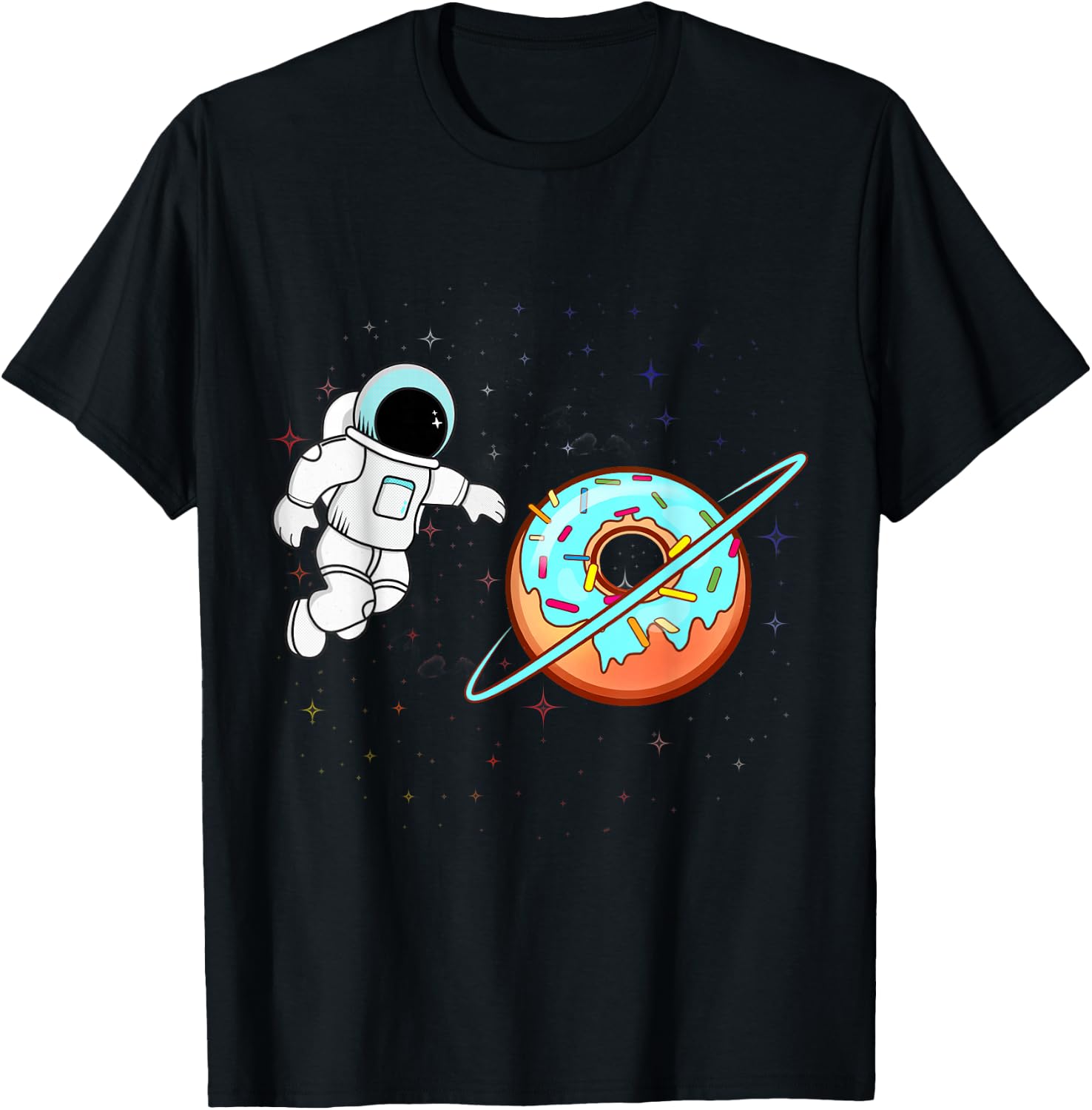 Donut Planet Astronaut Space Lover Donut Squad Gift T-Shirt - T-Shirt | Black